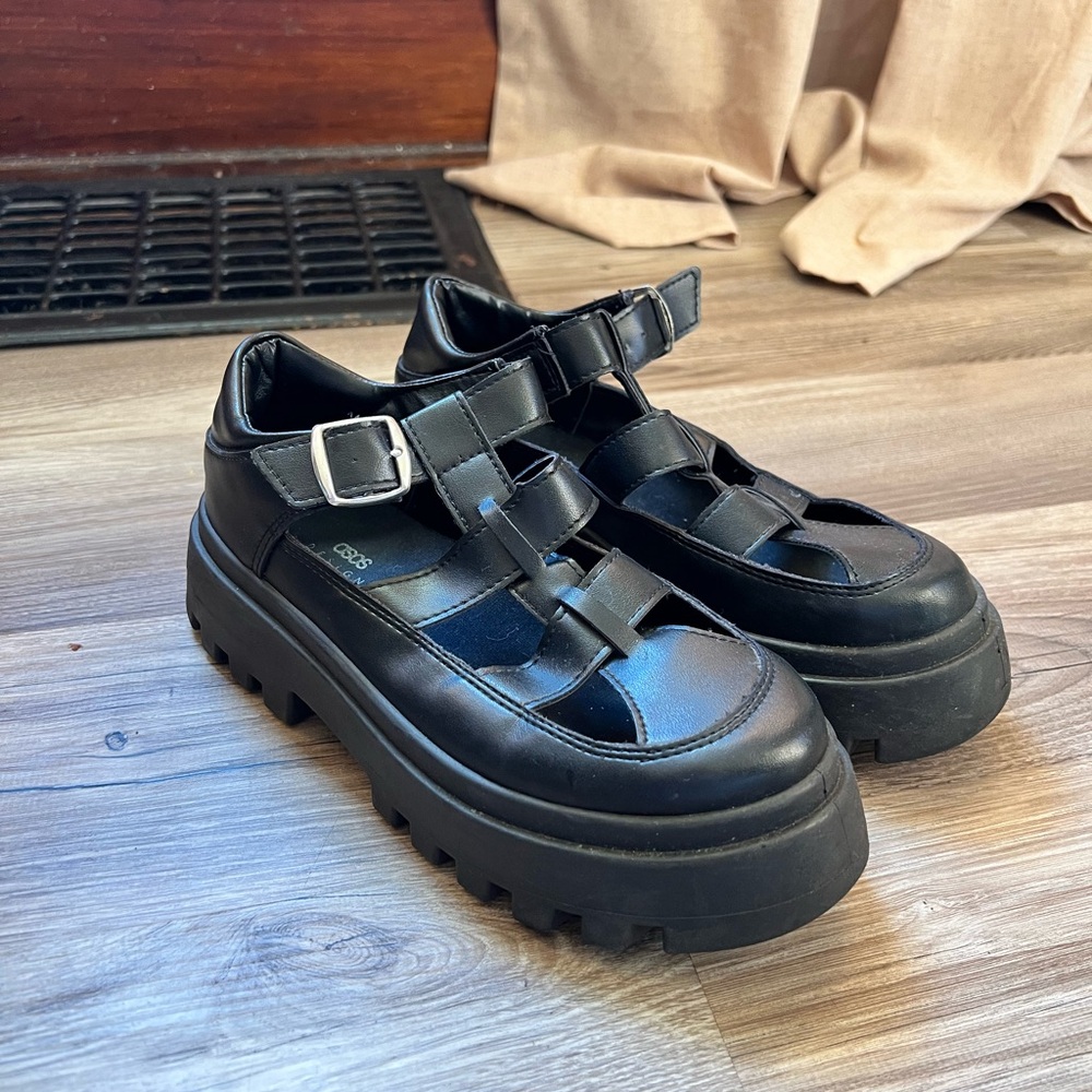 ASOS Black Platform Shoes with Buckle